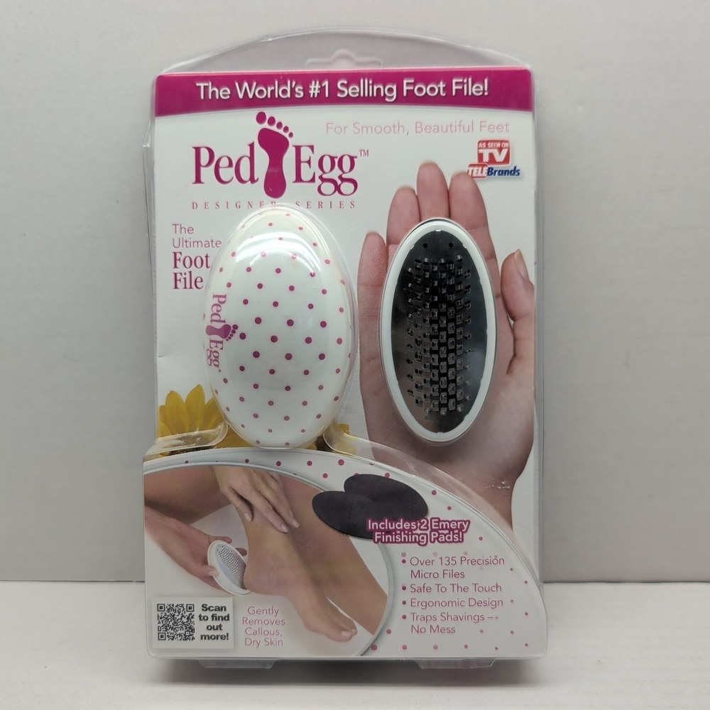 Ped Egg Ergonomic Foot File Callus Remover Designer Series Pink Polka Dot
